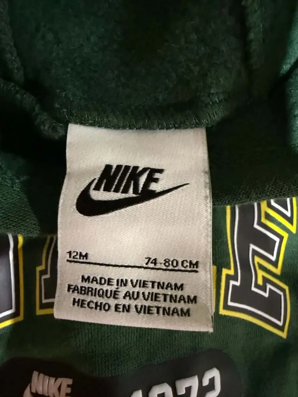 Nike 1972 Green Fleece Hoodie and Jogger Set Size 12M